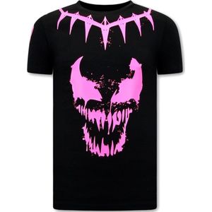 T-Shirt Opdruk Heren - Venom Face Neon - Zwart