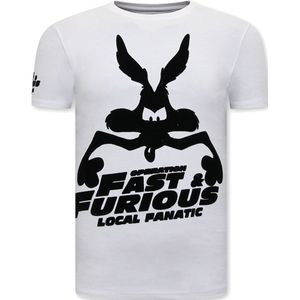 Grappige T-Shirt Heren - Fast And Furious - Wit