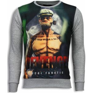 Popeye Revenge - Digital Rhinestone Sweater - Licht Grijs