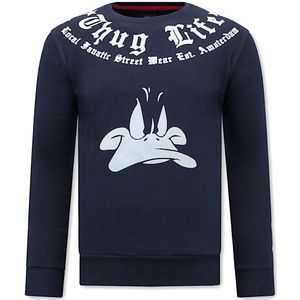 Heren Sweater Print - Thug Life - Blauw