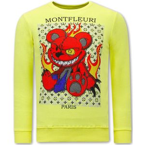 Heren Sweater Print - Monster Teddy Bear -  - Geel