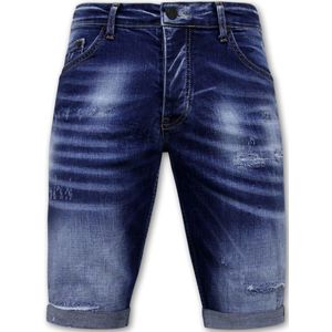 Blue Ripped Shorts Heren - Slim Fit -- Blauw