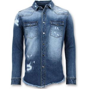 Lange Spijkeroverhemd - Denim Blouse Heren - Blauw