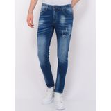 Blue Ripped Jeans Heren - Slim Fit -- Blauw