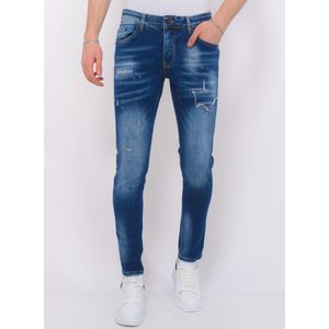 Blue Ripped Jeans Heren - Slim Fit -- Blauw