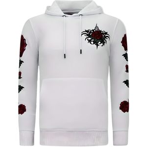 Heren Hoodie - Love & Roses - Wit