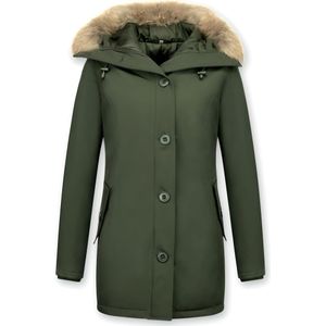 Lange Parka Jas Dames - Bontkraag - Groen