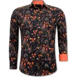 Heren Overhemd Bloemenprint - Slim Fit  Zwart