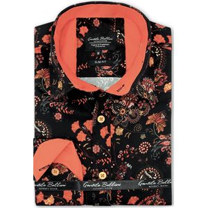 Heren Overhemd Bloemenprint - Slim Fit  Zwart