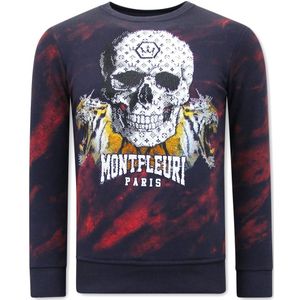 Heren Sweater Print - Skull Tiger  Rood
