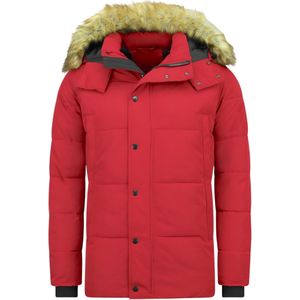 Heren Winterjas - Bontkraag - Rood