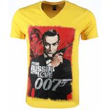T-Shirt - James Bond From Russia  Print - Geel
