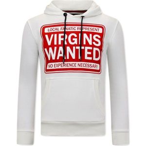 Hoodie Heren Print - Virgins Wanted - Beige