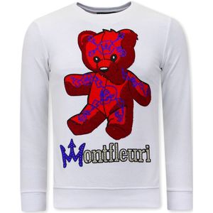 Heren Sweater Print Teddy Bear -  - Wit