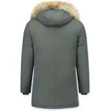 Bontjassen - Heren Winterjas Lang - Grote XL Bontkraag - Parka - Groen