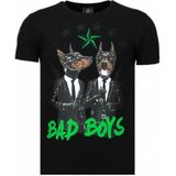 Bad Boys Pinscher - Rhinestone T-Shirt - Zwart