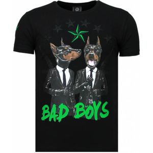 Bad Boys Pinscher - Rhinestone T-Shirt - Zwart