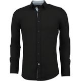 Italiaanse Blanco Blouse Mannen - Slim Fit Overhemden  Zwart
