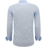 Linnen Overhemd Heren - Regular Fit - Blanco - Licht Blauw