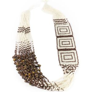 Bohemian Fair Trade Ketting Vierkant Bruin