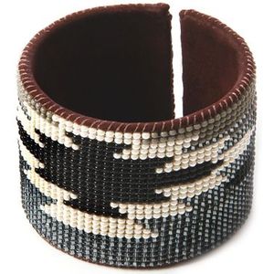 Bohemian Fair Trade Armband Rond Leder Zwart 1 L