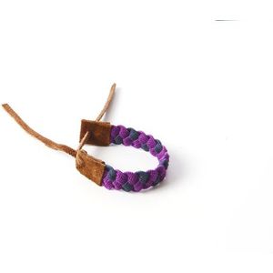 Bohemian Fair Trade Armband Gevlochten Katoen Suede Paars