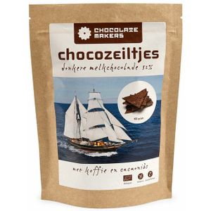 Chocolate Makers Chocozeiltjes bio d.melk 52% koffie en nibs, zk 100gr