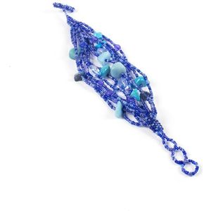 Bohemian Fair Trade Armband Glaskralen Zacht Blauw
