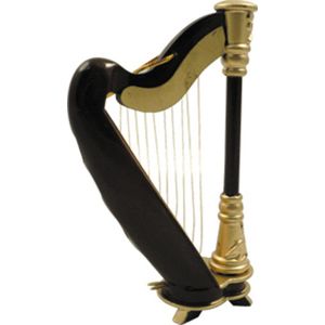 Kerstversiering harp hout - Gebroken wit