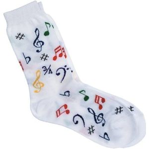 Sokken - Wit - Vrolijk Gekleurde Muzieknoten
