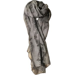 Large Red music note print chiffon scarf - België