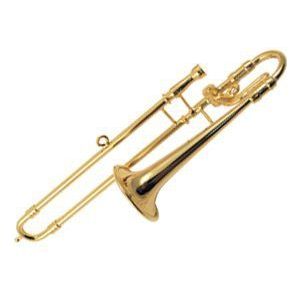 Kerstversiering trombone verguld - Gebroken wit