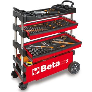 Beta C27S - Rood Inklapbare Mobiele gereedschapswagen | 2 laden - 027000203