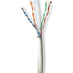 Nedis Netwerk Kabel Rol | CAT6a | Solid | U/UTP | Koper | 100.0 m | Binnenshuis | Rond | LSZH | Grijs | Gift Box - CCBG8535GY100S