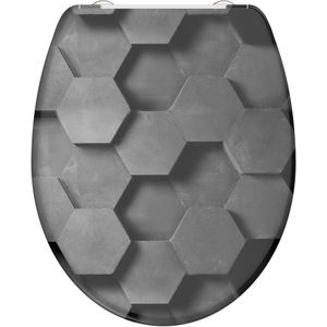 Schutte Duroplast WC-bril GREY HEXAGONS met soft-close en quick-release
- 82392 82392