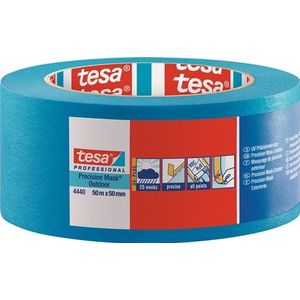 Tesa Precisie afplaktape | glad | blauw | lengte 50 m | breedte 50 mm | wiel | 3 stuks - 04440-00004-00 04440-00004-00