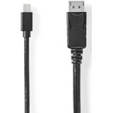 Nedis Mini DisplayPort-Kabel | Mini-DisplayPort Male naar DisplayPort Male | 48 Gbps | 2 m | 1 stuks - CCGP37404BK20 CCGP37404BK20