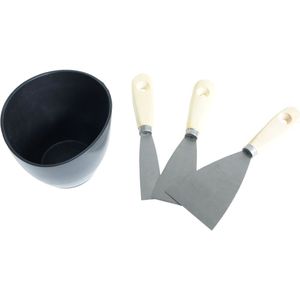 CON - Set Gipsbeker & Plamuurmesjes - 4-delig - Hout