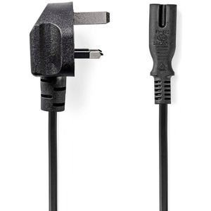 Nedis UK-Voedingskabel | UK Male | IEC-320-C7 | 5.00 m | Ja | 2 x 0.75 mm² | Koper | Rond | Vernikkeld | UK | PVC | Stekkertype: UK / Type-G | 250 V AC | 3 A | Zwart - CEGL11140BK50