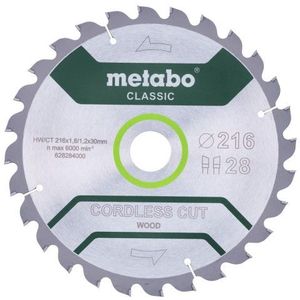 Metabo Accessoires Cirkelzaagblad | "Cordless Cut Classic" | 216x30mm | Z28 WZ 5° - 628284000