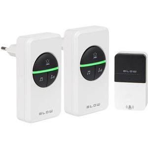 Enzo - Draadloze Deurbel Set - 100m Bereik - 2x Ontvanger - Kinetische Drukker