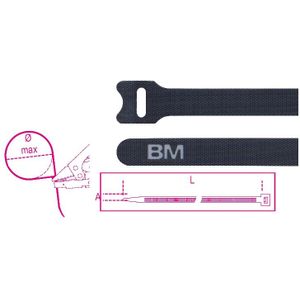 Beta Bmnv2312-Klittenband Kabelbinders, Zwart - BMNV2312