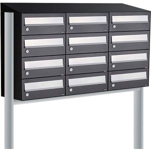 Allux - Hive Set 3-Breed 4-Hoog - Brievenbussysteem - Zwart - Inclusief Dak en Statieven