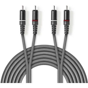 Nedis Stereo-Audiokabel | 2x RCA Male | 2x RCA Male | 5 m | 1 stuks - COTH24200GY50 COTH24200GY50