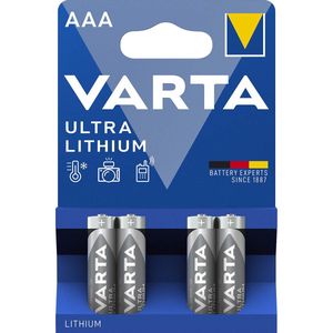 Varta Lithium Batterij AAA | 1.5 V DC | 1100 mAh | 4 stuks | Grijs / Zilver | 1 stuks - VARTA-6103/4B VARTA-6103/4B