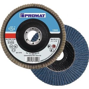 Promat - Lamellenslijpschijf - Conisch - Ø 125 mm - Korreling 60 - RVS