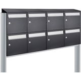 Allux - Flow Set 4-Breed 2-Hoog Met Dak - Brievenbussysteem - Zwart - 8 Stuks