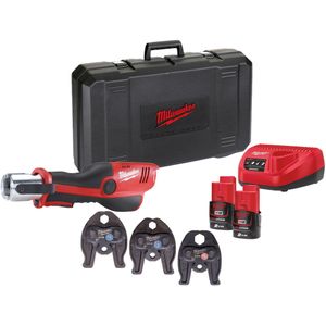 Milwaukee M12 HPT-202C V-SET2 M12 perstang, hydraulisch, 3x V-profiel bek 14/16/22, 2 x 2,0 Ah - 4933459382
