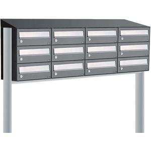 Allux - Hive Set 4-Breed 3-Hoog - Brievenbussysteem - Antraciet - Met Dak Op Statief