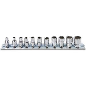 Beta 11-delig set van zeskant dopsleutels, 1/4" aansluiting, verchroomd 900AS/SB11 - 009000389